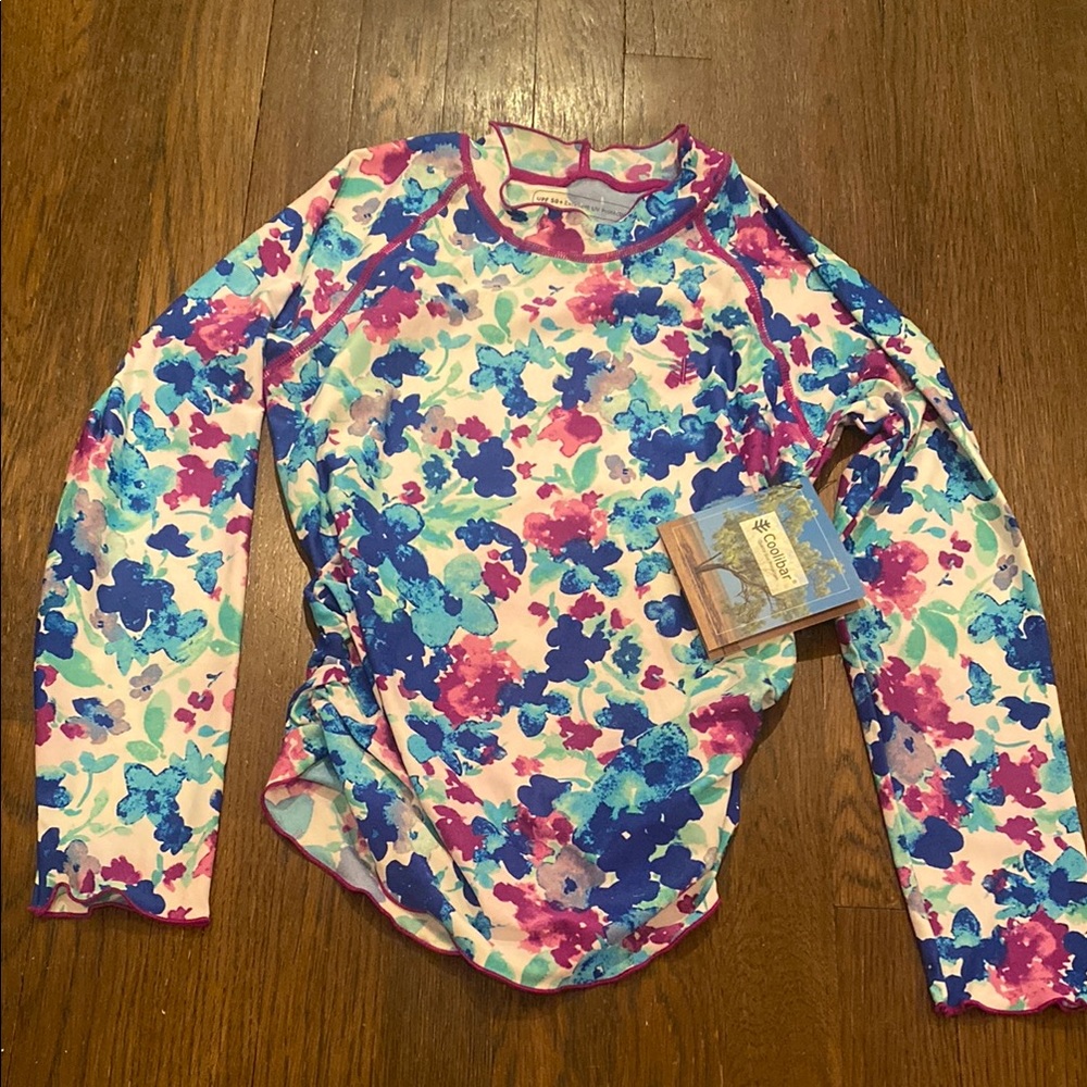 Floral Kids Swim Rash Guard girls size 6-7, s